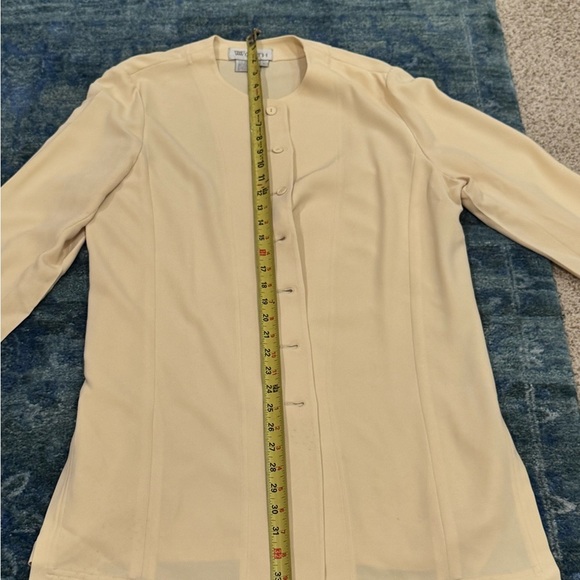 Vintage Worth New York Longline Jacket Blouse L Yellow Old Money Quiet Luxury - Picture 5 of 10